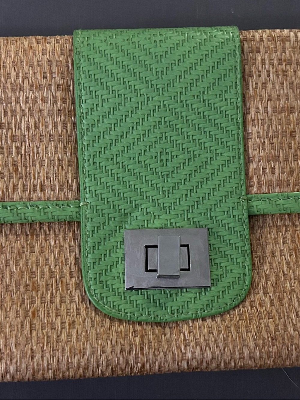 Green and Natural Woven Clutch Wristlet